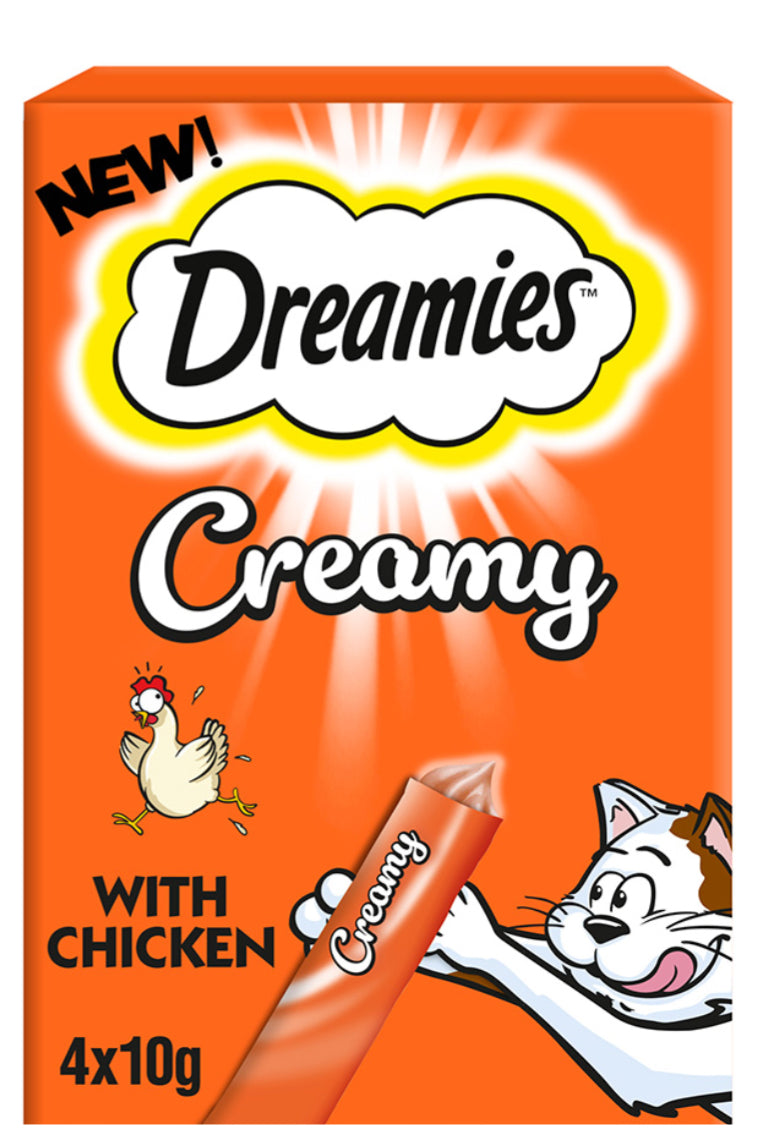 Dreamies Creamy Adult Cat & Kitten Treats with Chicken 4x10g