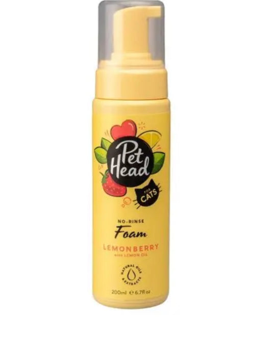 Pet Head Felin' Good Nourishing No-Rinse Foam for Cats with Lemonberry and Lemon Oil 200ml Bottle