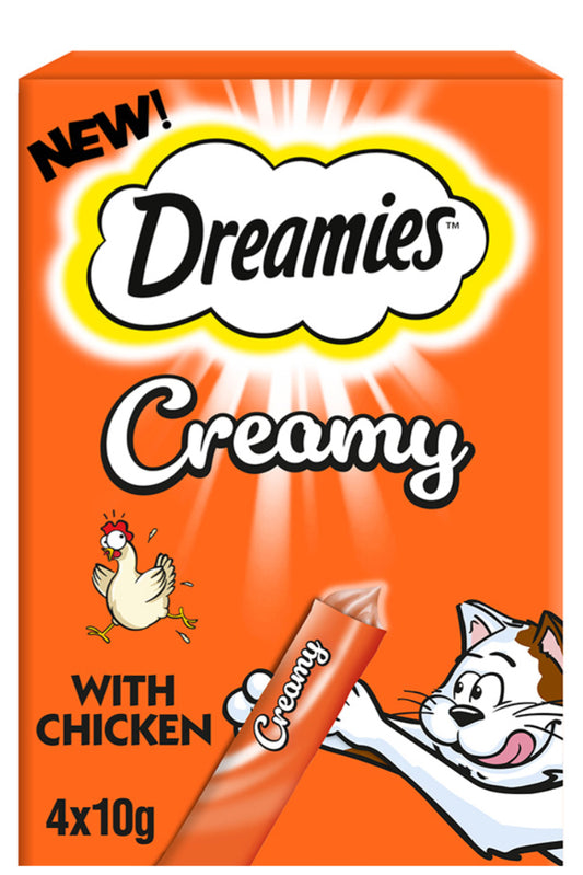 Dreamies Creamy Adult Cat & Kitten Treats with Chicken 4x10g