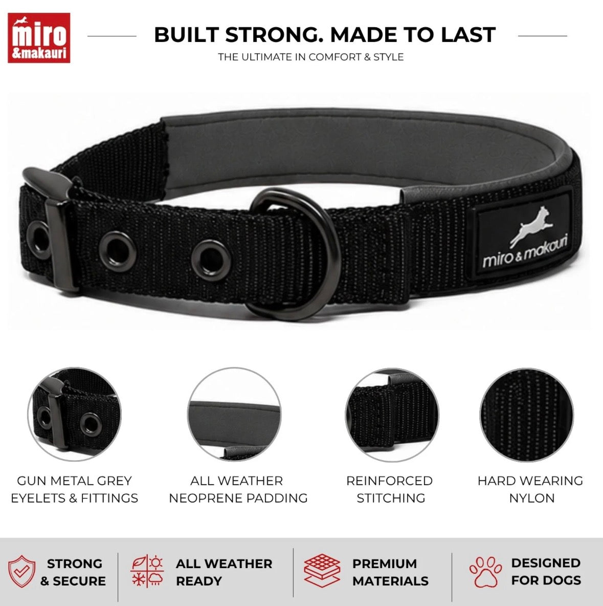 Miro & Makauri Padded Nylon Buckle Dog Collars